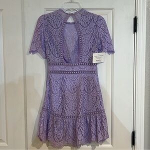 EUC Saylor Darian open back lace ruffle mini dress